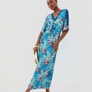 Lilly Pulitzer Adalyn Blue and Pink Floral Kaftan Maxi, NWT, Sz 10